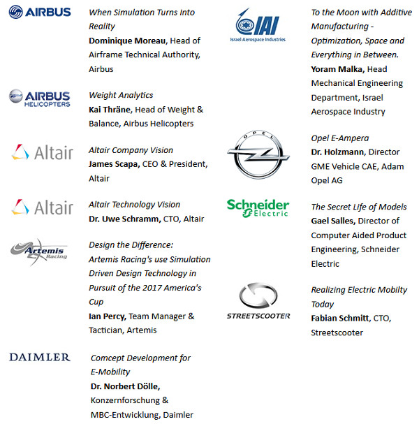 ALTAIR Avrupa 2017 konferans keynotes programı