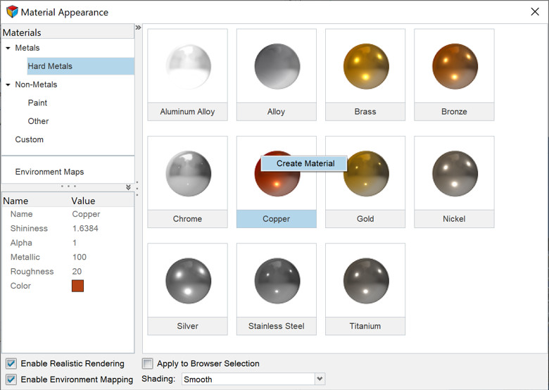 Altair HYperView gerçekçi render malzeme kütüphanesi