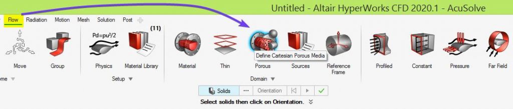 Altair HyperWorks CFD Porous tanımlama menüsü