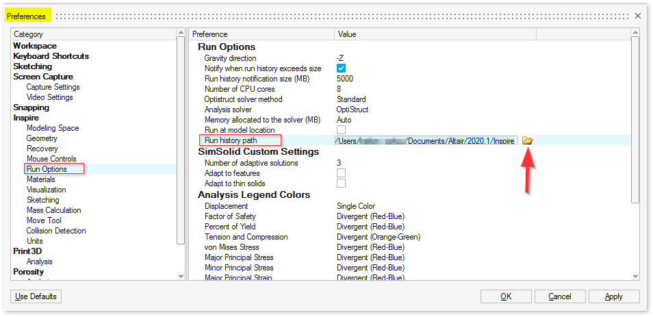 Inspire yazılımı çözüm klasörü ayarı