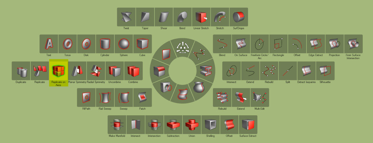 Altair Inspire Studio, komutlara erişim kısayolu, kuşak menüsü