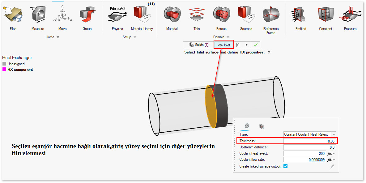 Altair HyperWorks CFD Isı eşanjörü yüzey seçimi