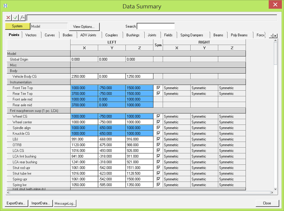 MotionSlve data summary pencersi, parametre düzenleme