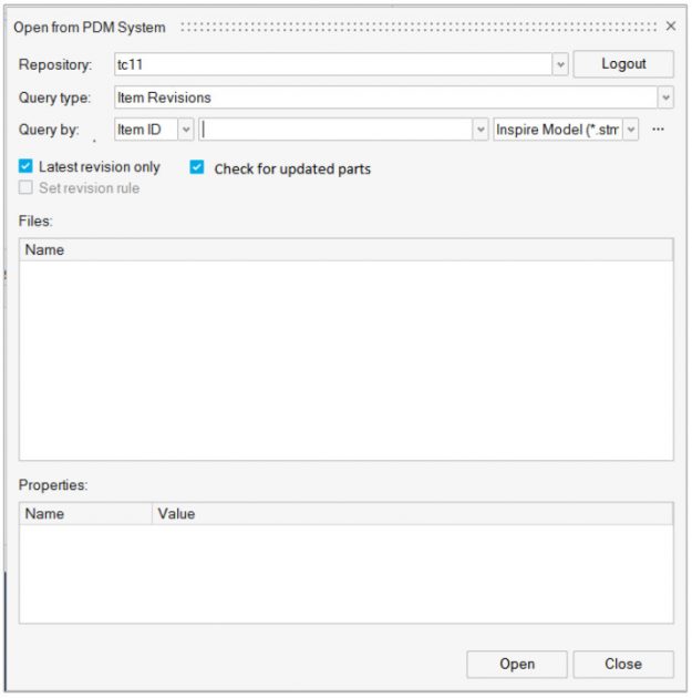 Altair Inspire PDM penceresi