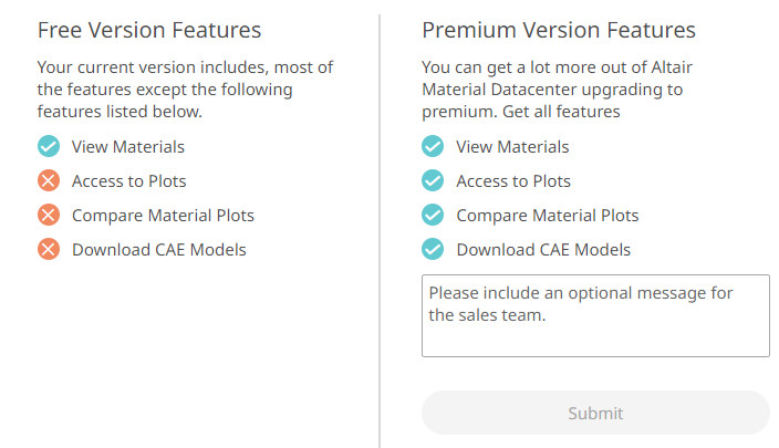 Altair malzeme veri kütüphanesi versiyon karşılaştırması