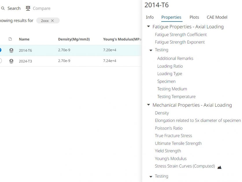 Altair malzeme kütüphanesi içeriği