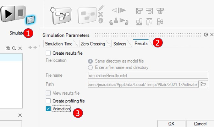 Altair Activate 2021.1 Modelica 3D multibody animasyon