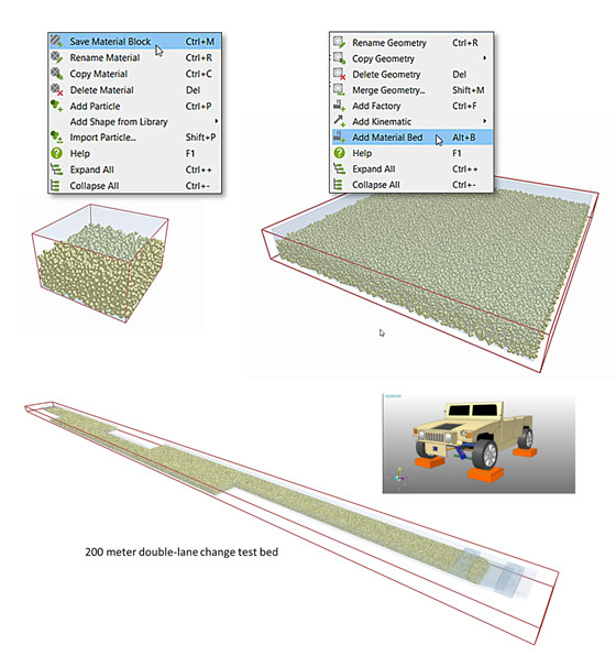 Altair EDEM malzeme yatağı oluşturma aracı ve örnek simülasyon