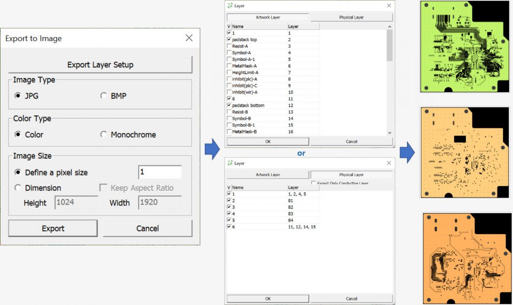 Altair PollEX PCB katmanların resim olarak export edilmesi