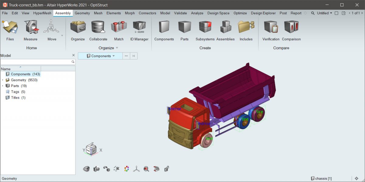 Altair HYperWorks shape AI özelliği ile kamyon parçalarının sınıflandırılması