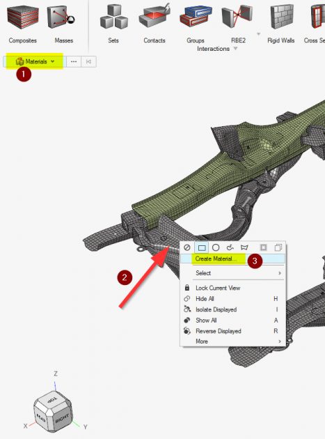 Altair HyperWorks malzeme tanımlama penceresi