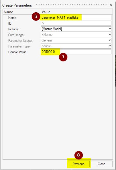Altair OptiStruct parametre penceresi