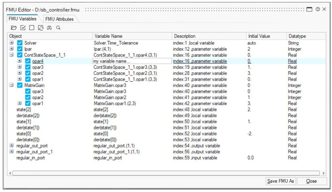 Altair Activate 2021.1 FMU Editör penceresi