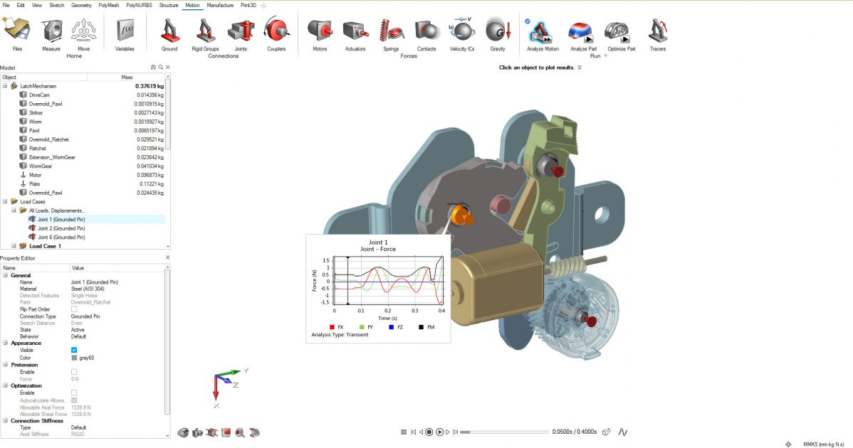 Altair Inspire Motion, mandal mekanizma MBD modeli