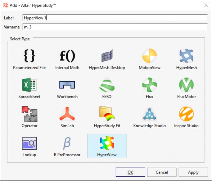 Altair HyperStudy model oluşturma ekranı