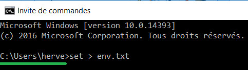 Windows ortam değişkeni listesi oluşturma