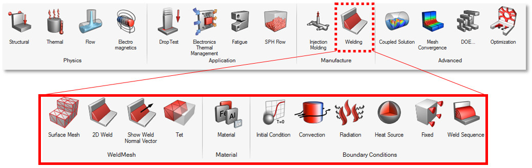 Altair SimLab Welding kaynak simülasyon arayüzü