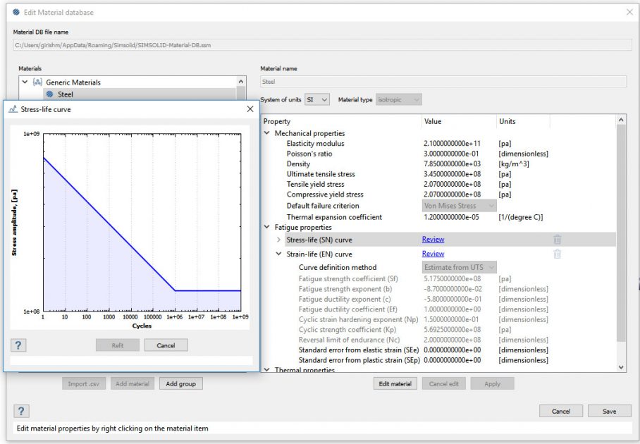 Altair SimSolid 2021.1 malzeme kütüphanesi