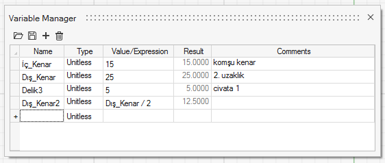 Altair HyperWorks Çizim değişkenleri tablosu