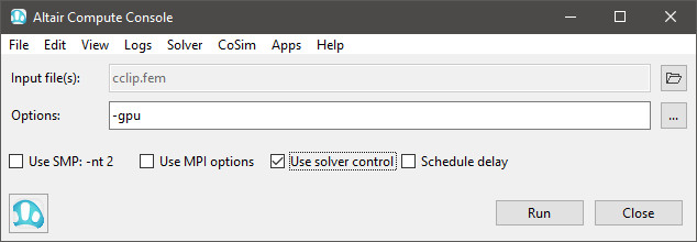 OptiStruct GPU hesaplama - Altair Compute Console
