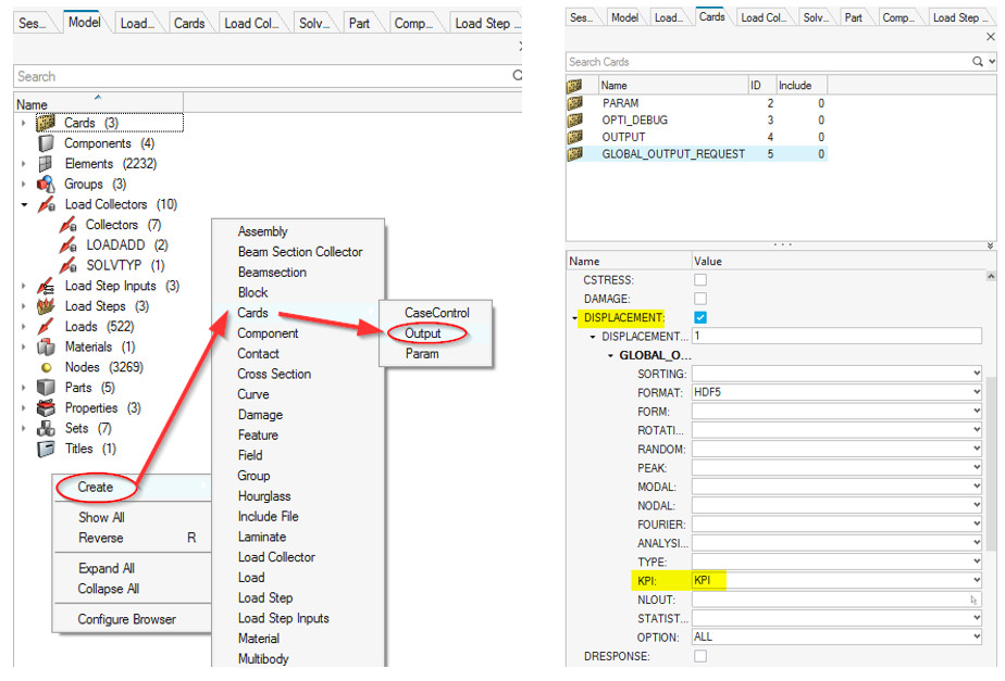 Altair OptiStruct, KPI sonucu için global output tanımlama
